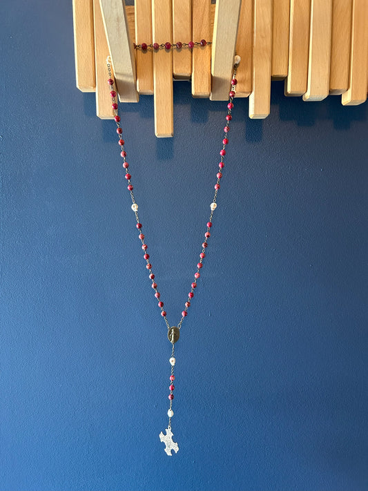 Memento Mori Red and Skull Bead Rosary